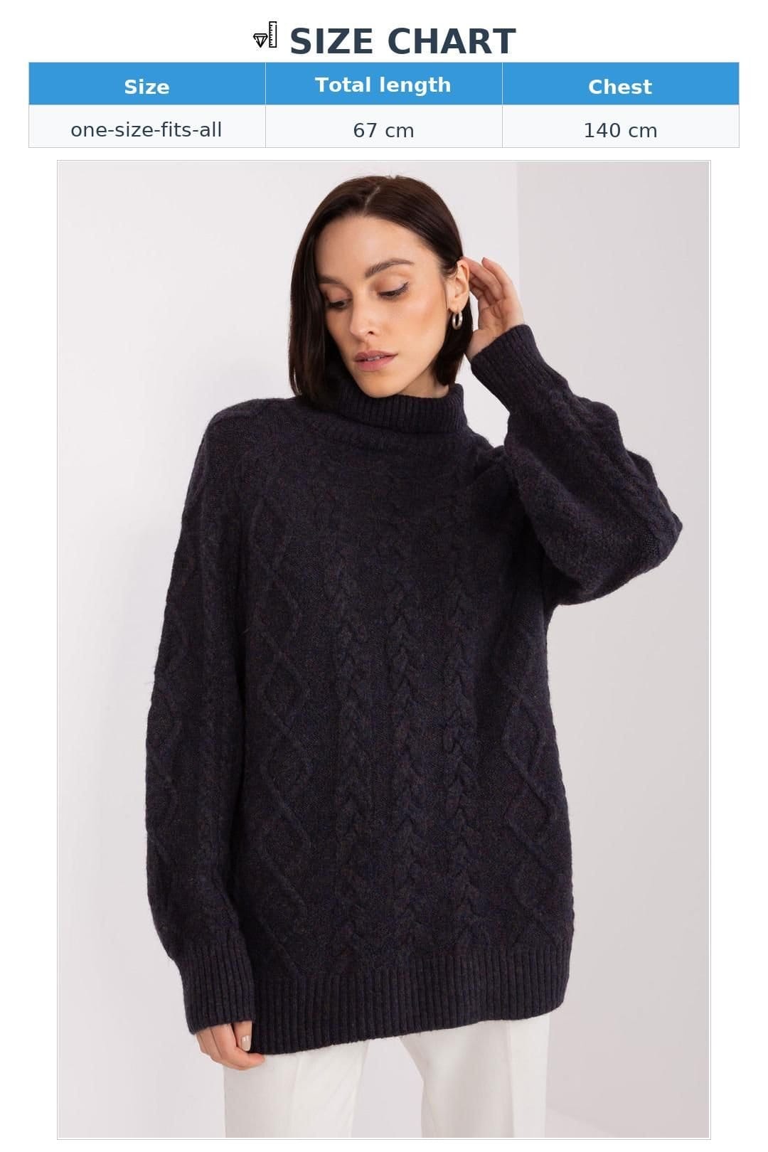 Love Lace Love Lace Women's Plaid Texture Turtleneck Acrylic Sweater in Black - 4