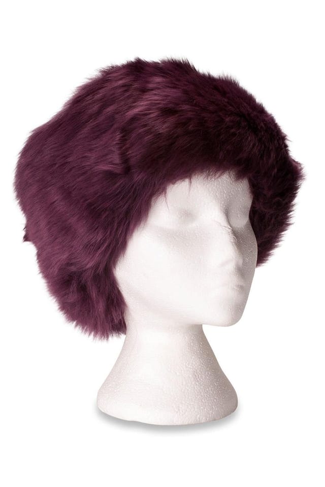 Nordvek Nordvek Women's Classic Zhivago Style Sheepskin Hat in Purple - 2