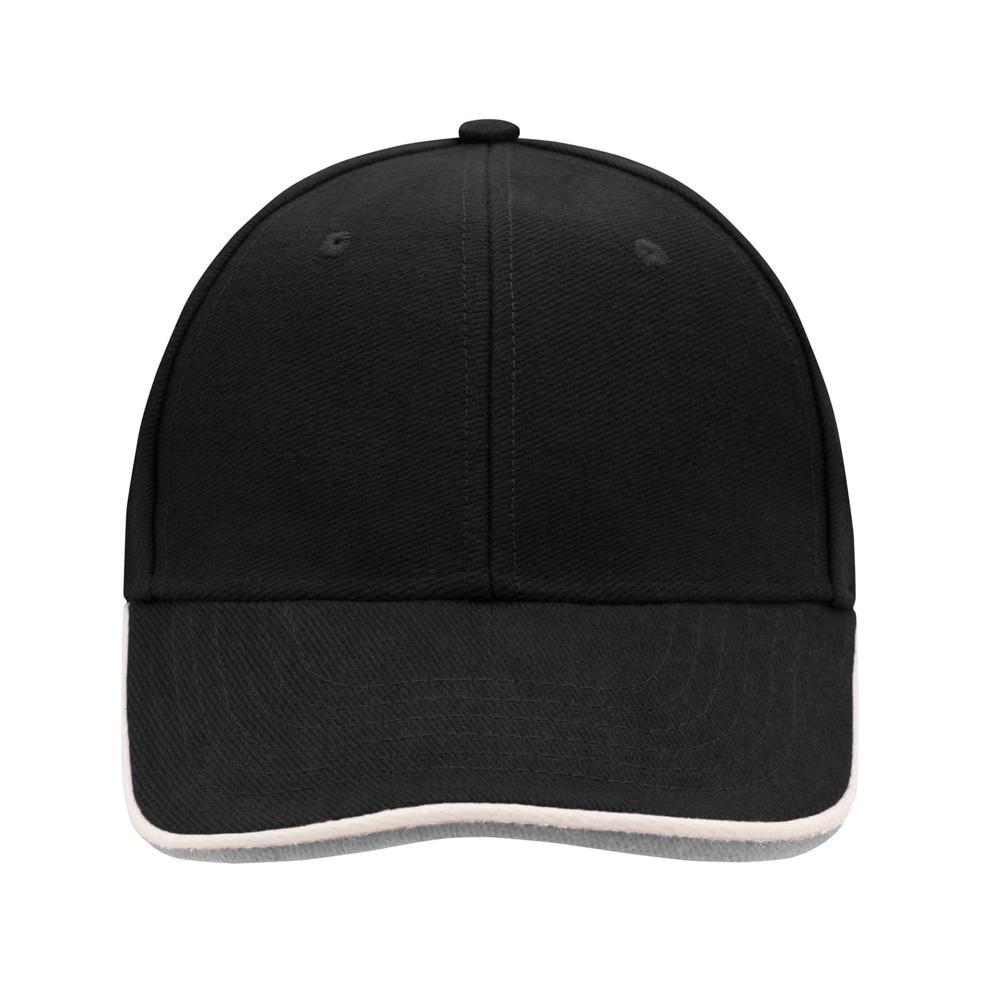 Myrtle Beach Myrtle Beach Men's 6 Panel Double Sandwich Peak Cap in True Black