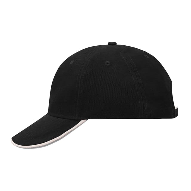 Myrtle Beach Myrtle Beach Men's 6 Panel Double Sandwich Peak Cap in True Black - 3