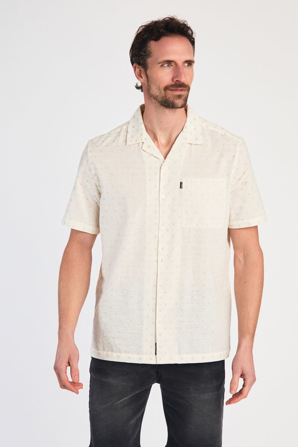Tokyo Laundry Tokyo Laundry Men's Cotton Printed Short Sleeve Shirt in White