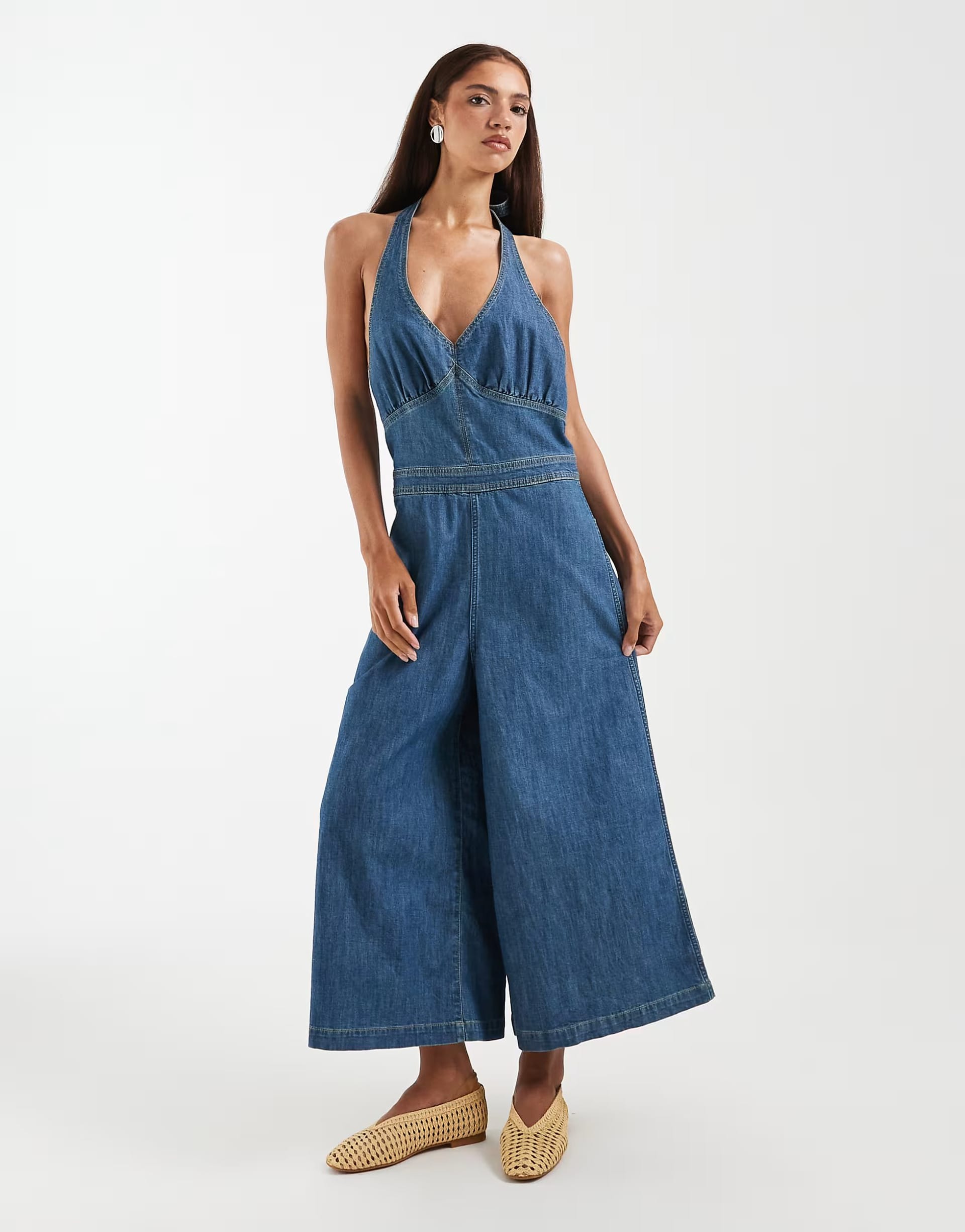 Wrangler Denim Culotte Jumpsuit in Medium Blue Wash by ASOS