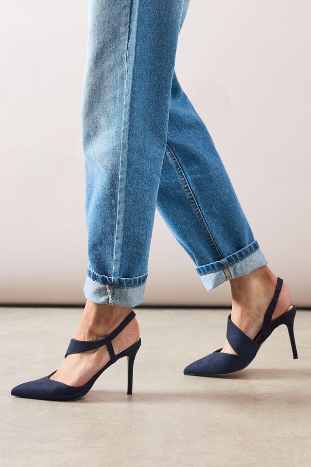 Wallis Wallis Women's Evie Asymmetric Pointed Stiletto High Heel Court Shoes in Navy - 2