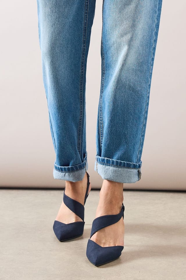 Wallis Wallis Women's Evie Asymmetric Pointed Stiletto High Heel Court Shoes in Navy - 3