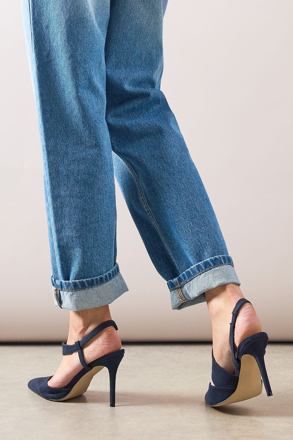 Wallis Wallis Women's Evie Asymmetric Pointed Stiletto High Heel Court Shoes in Navy - 4