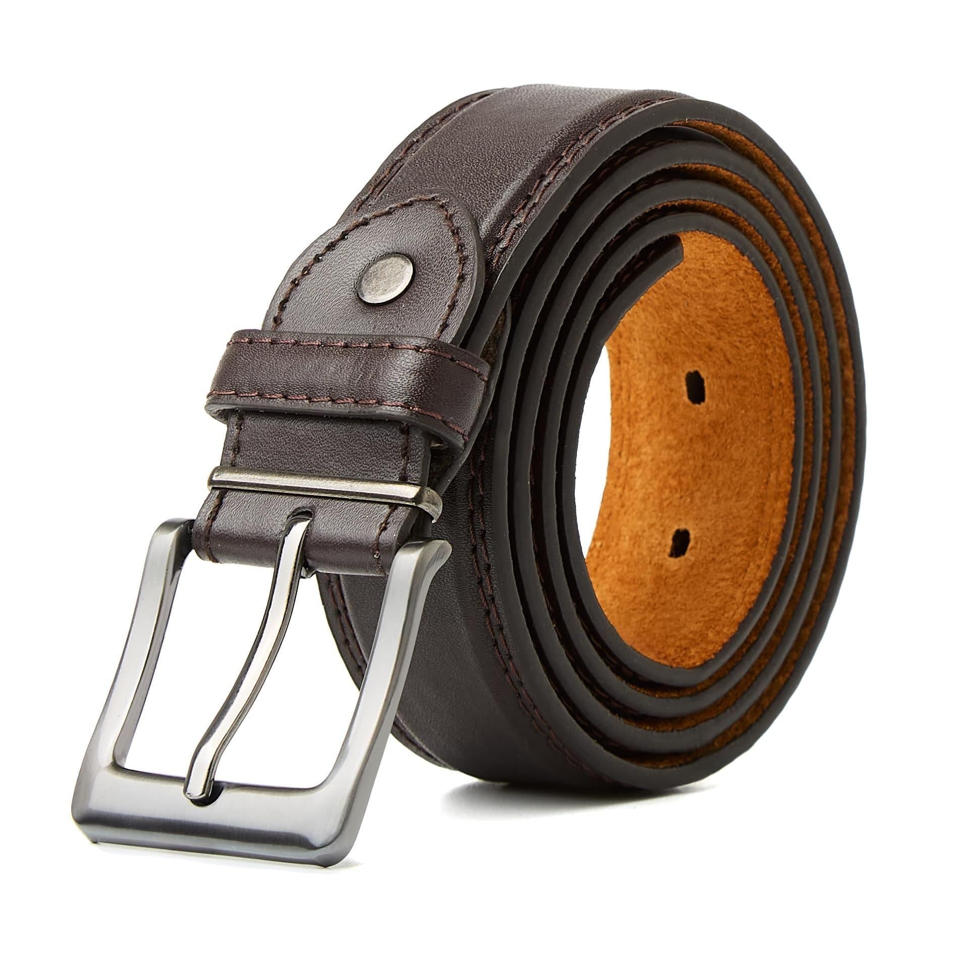 Woodland Leathers Woodland Leathers Men's Men's Double Stitched 1.25″ Leather Lined Belt in Brown