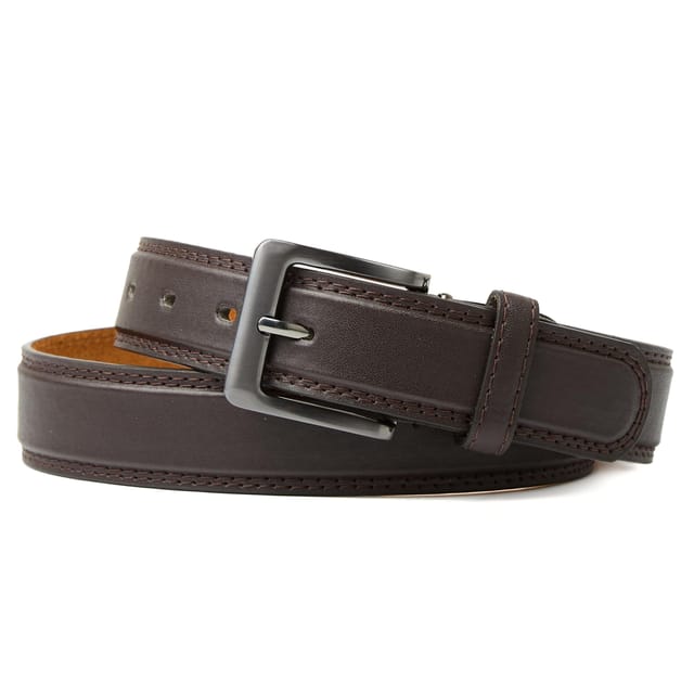 Woodland Leathers Woodland Leathers Men's Men's Double Stitched 1.25″ Leather Lined Belt in Brown - 3