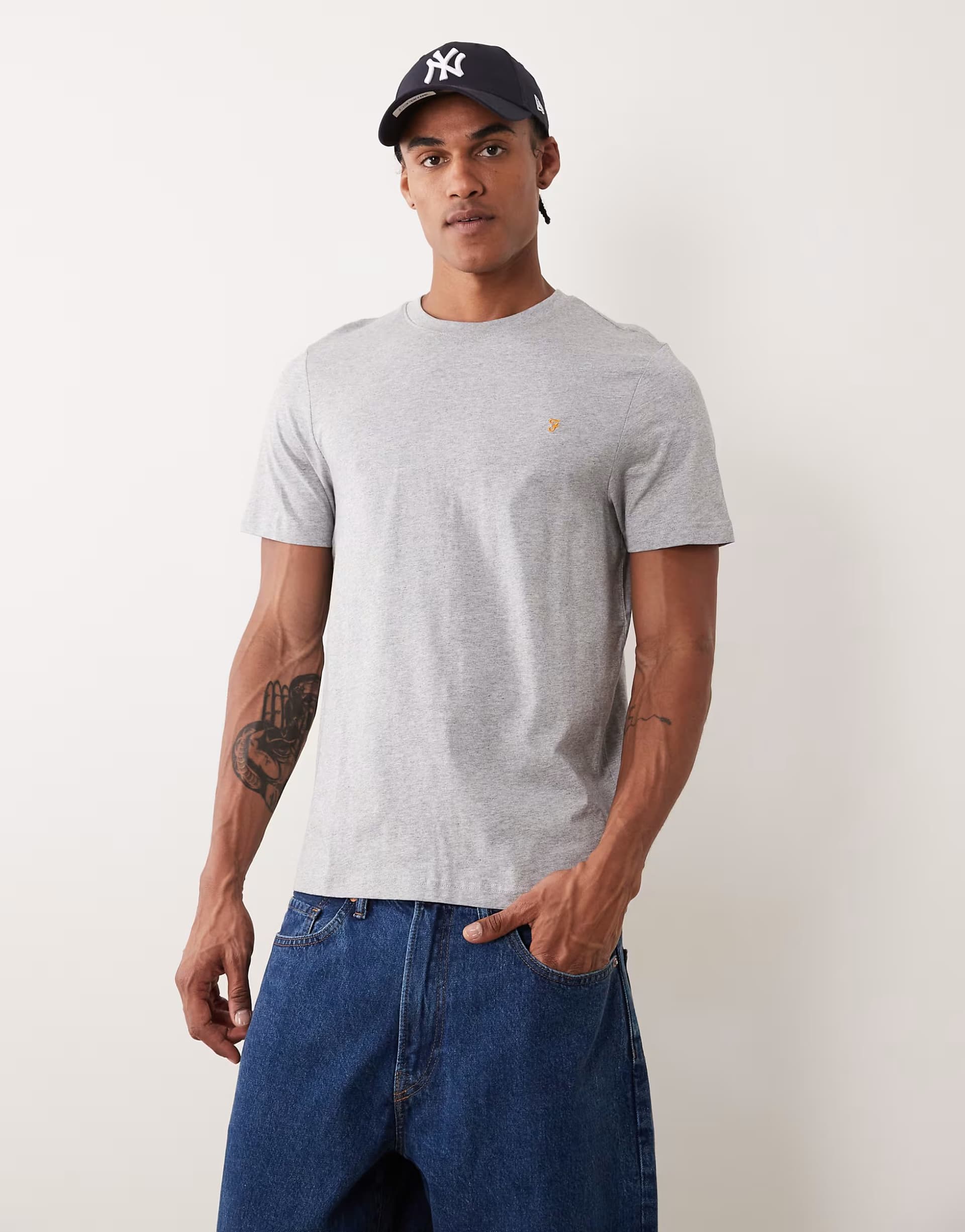 ASOS Farah Danny cotton t-shirt in grey marl