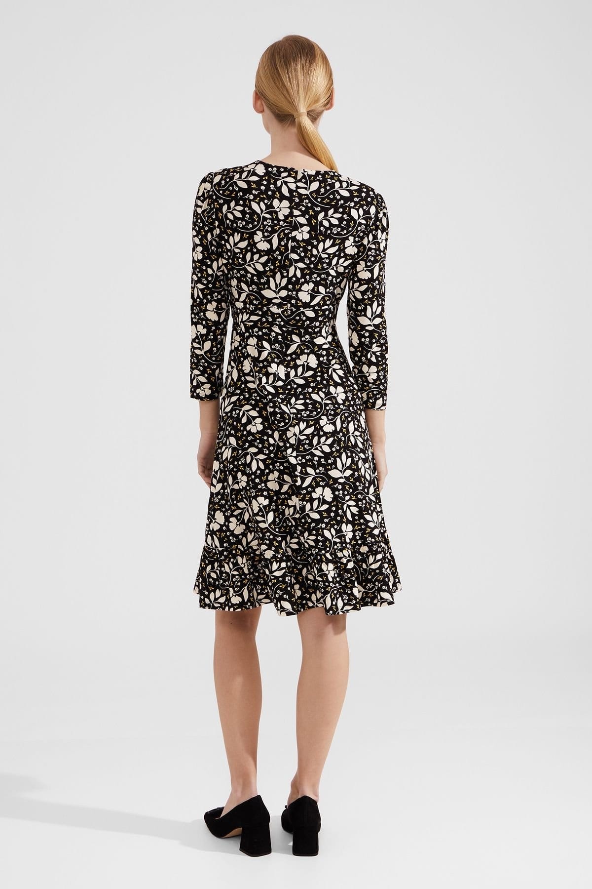 Hobbs London Hobbs London Women's Ami Ruffle Hem Knee Length Jersey Dress in Black - 4
