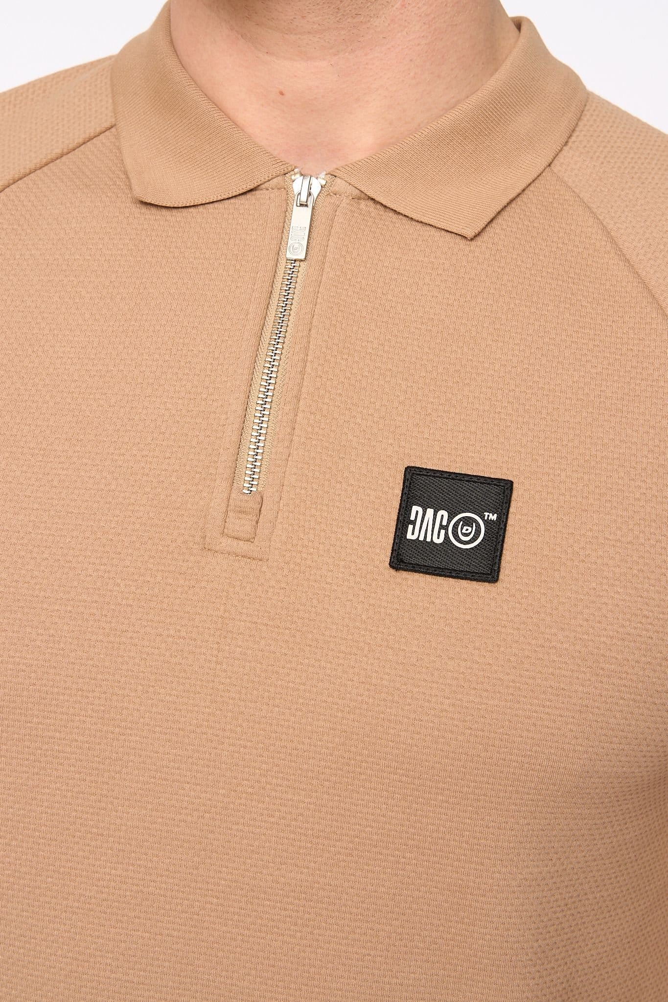 Duck&Cover Duck&Cover Men's Topfield Modern Zip Polo with Raglan Sleeves in Stone - 4