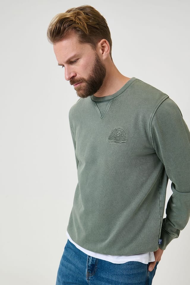 Saltwell Saltwell Men's Crew Neck Cotton Sweatshirt in Green - 2