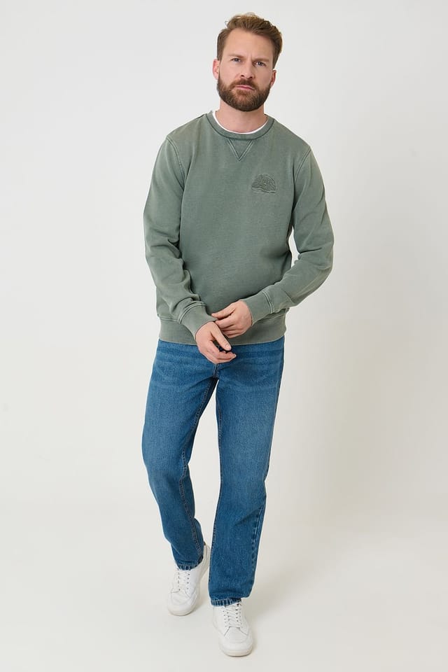 Saltwell Saltwell Men's Crew Neck Cotton Sweatshirt in Green - 3