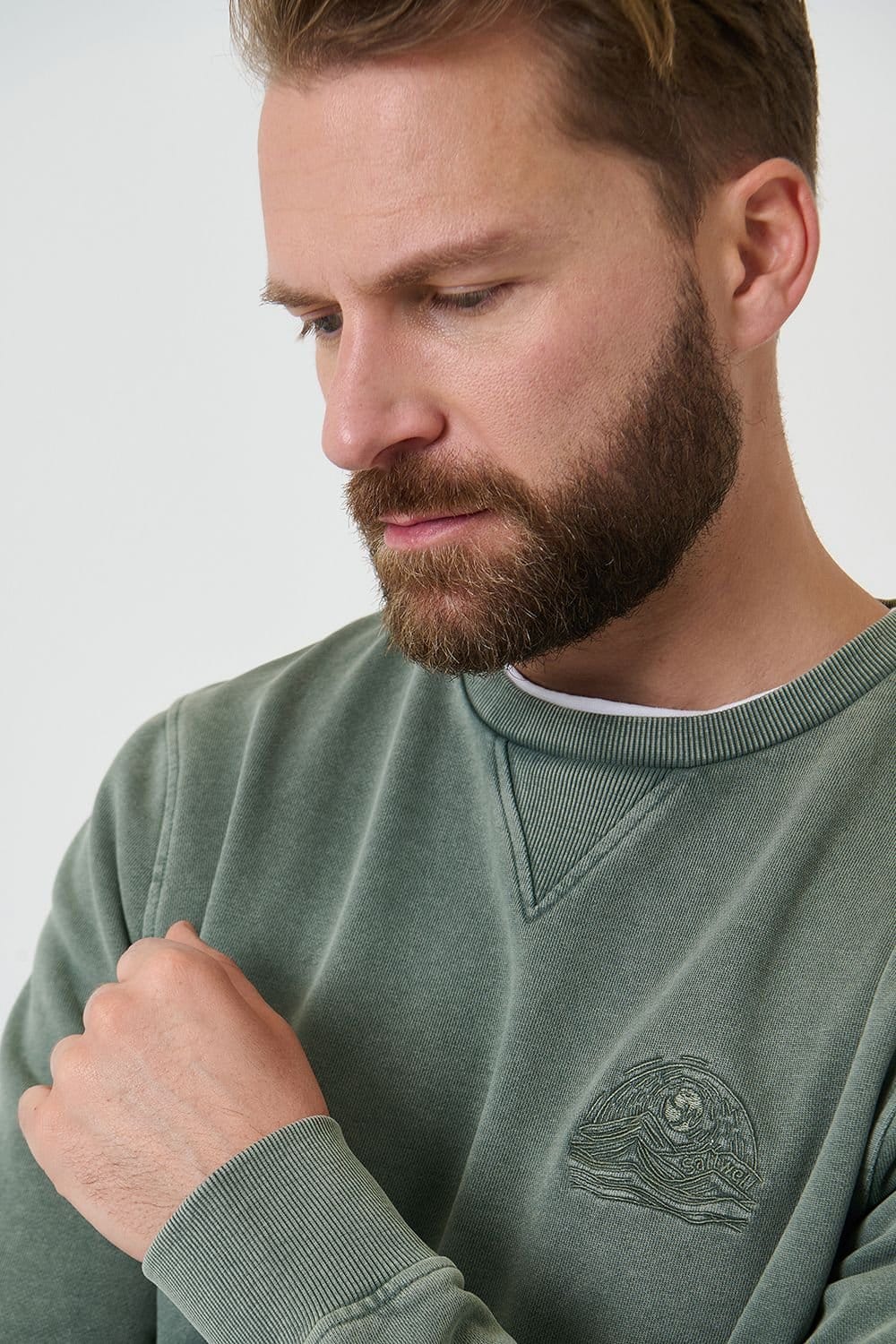 Saltwell Saltwell Men's Crew Neck Cotton Sweatshirt in Green - 4