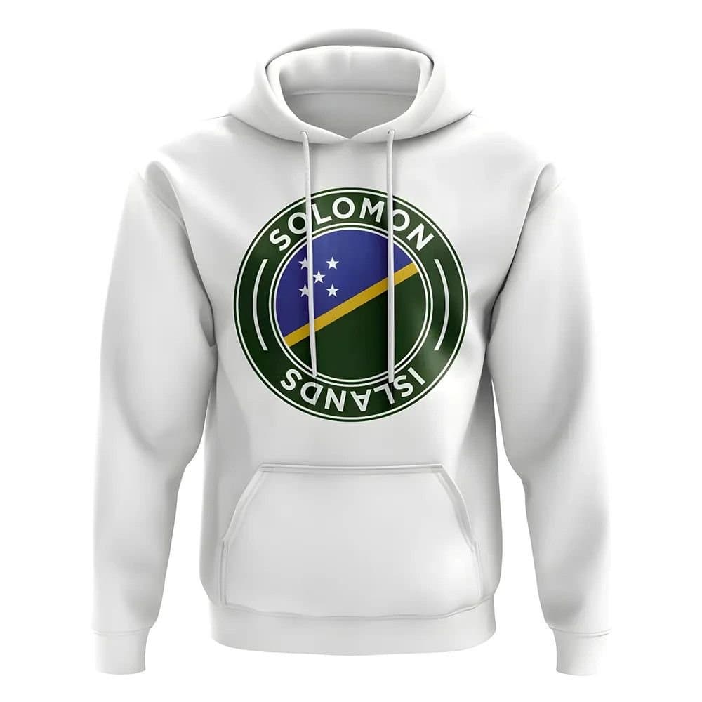 Solomon Islands Solomon Islands Men's Personalised Football Badge Hoodie in White