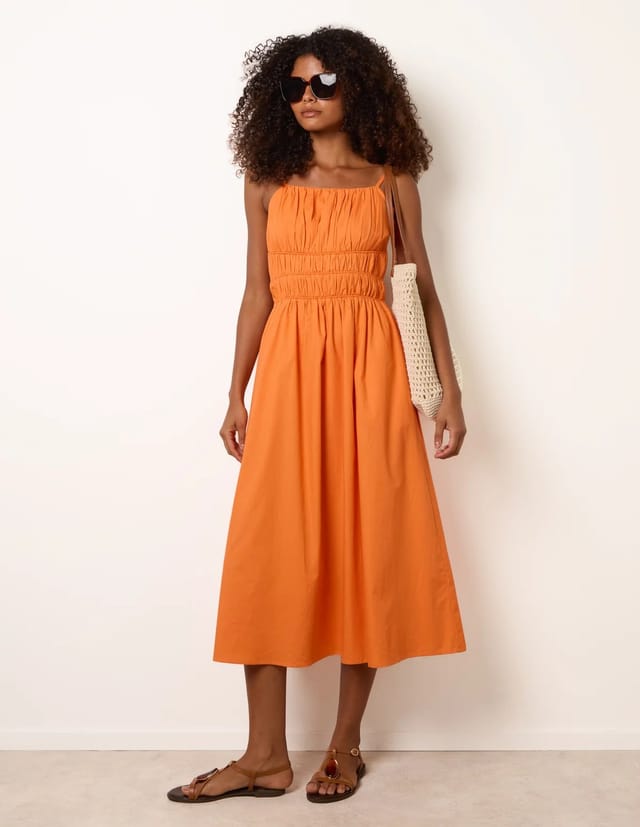 Blue Vanilla Ruched Binding Strappy Midi Dress - 3