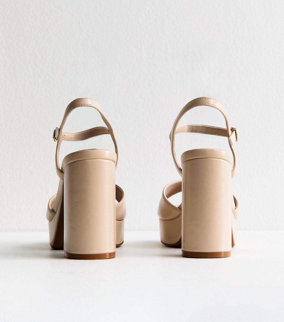 New Look Women's Off White Faux Leather Platform Blok Heel Sandals Vegan New Look - 4