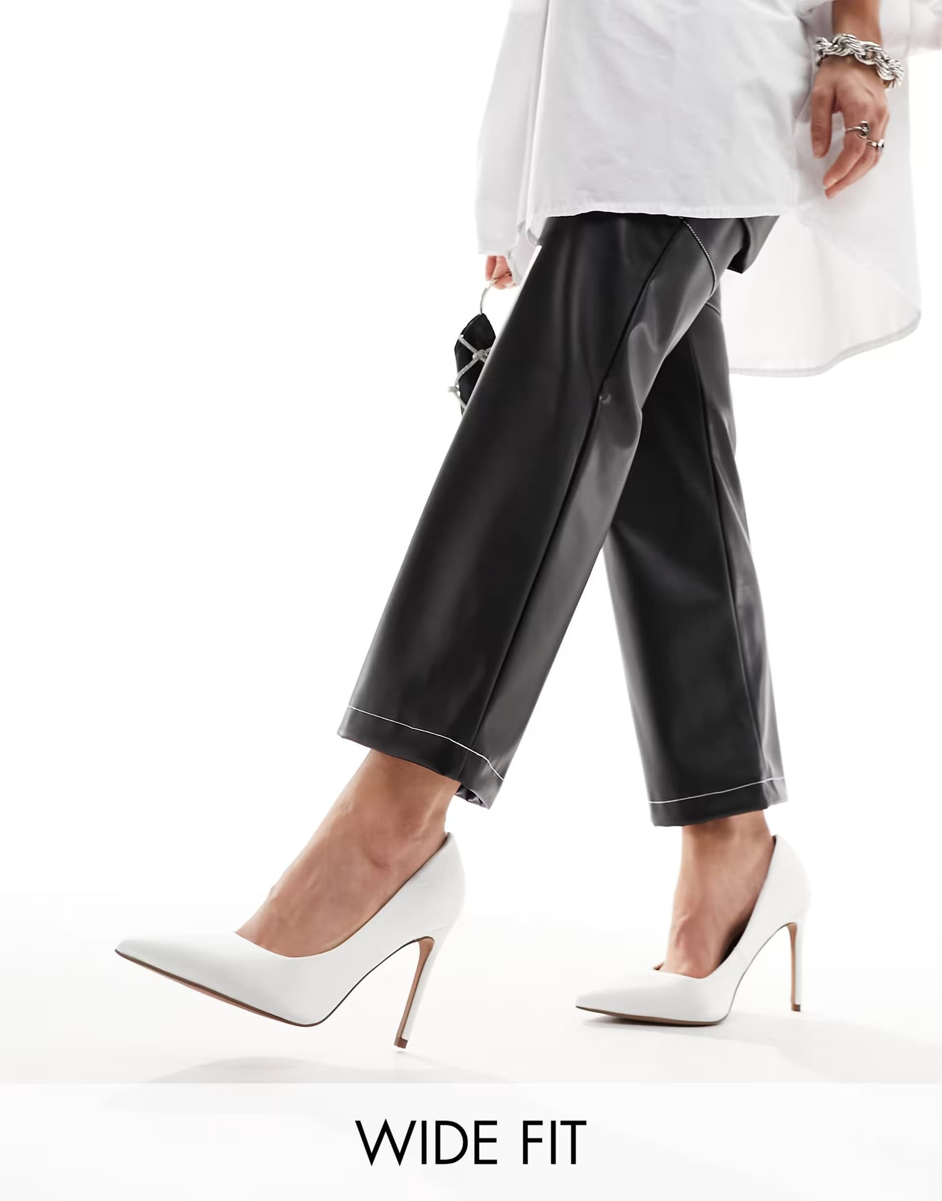 ASOS ASOS Wide Fit Paphos Ivory Satin Court Shoes