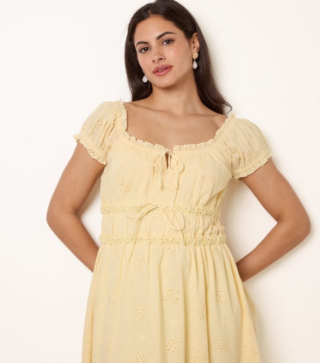 Blue Vanilla Women's Light yellow Broderie Anglaise Midi Dress Blue Vanilla New Look - 2
