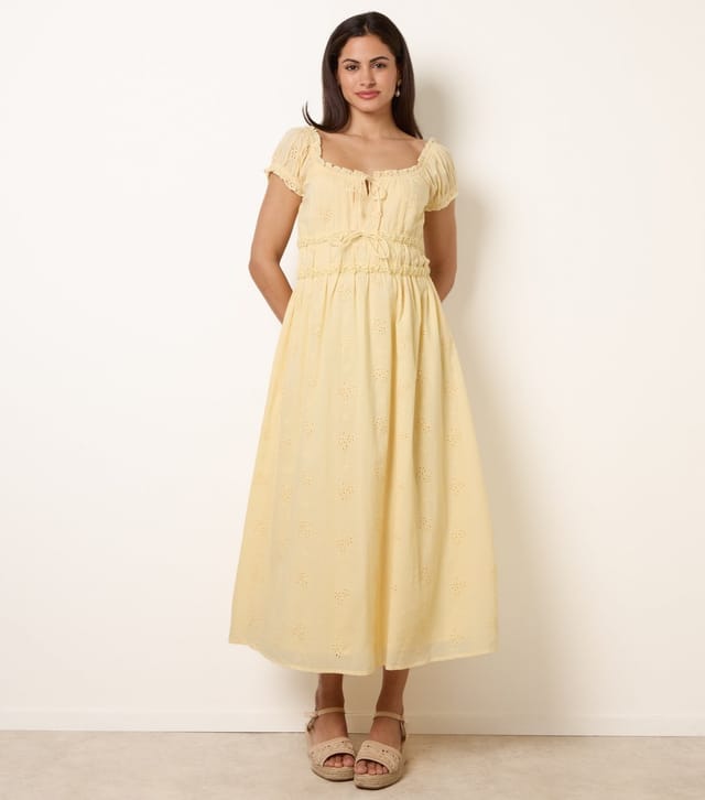 Blue Vanilla Women's Light yellow Broderie Anglaise Midi Dress Blue Vanilla New Look - 3