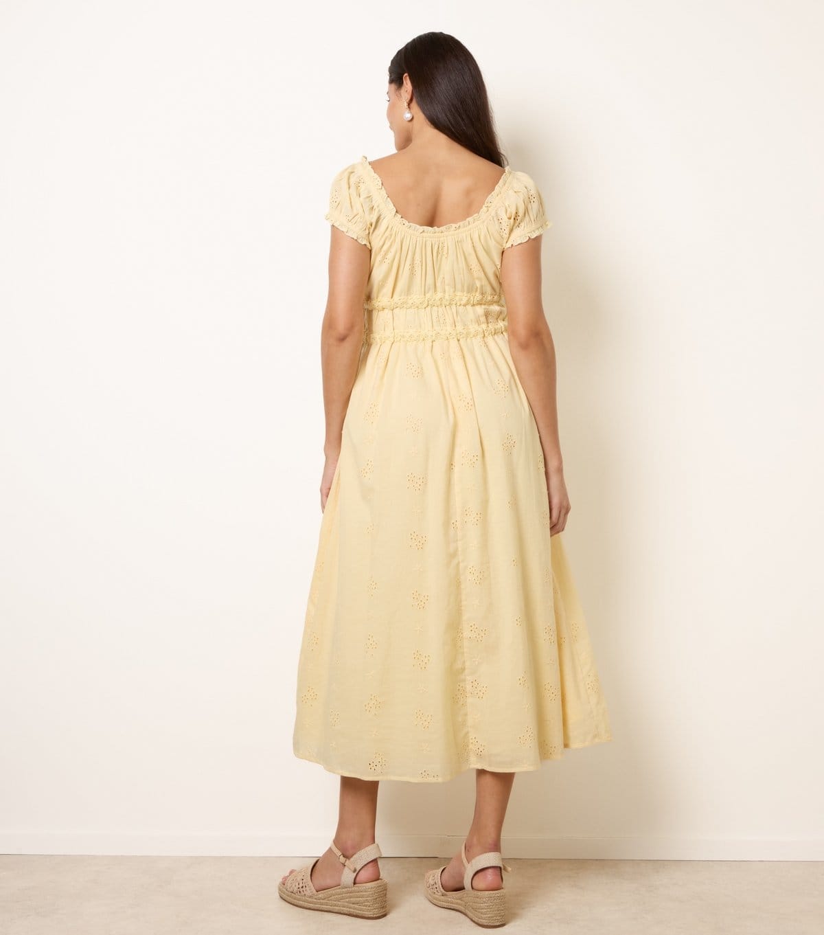 Blue Vanilla Women's Light yellow Broderie Anglaise Midi Dress Blue Vanilla New Look - 4