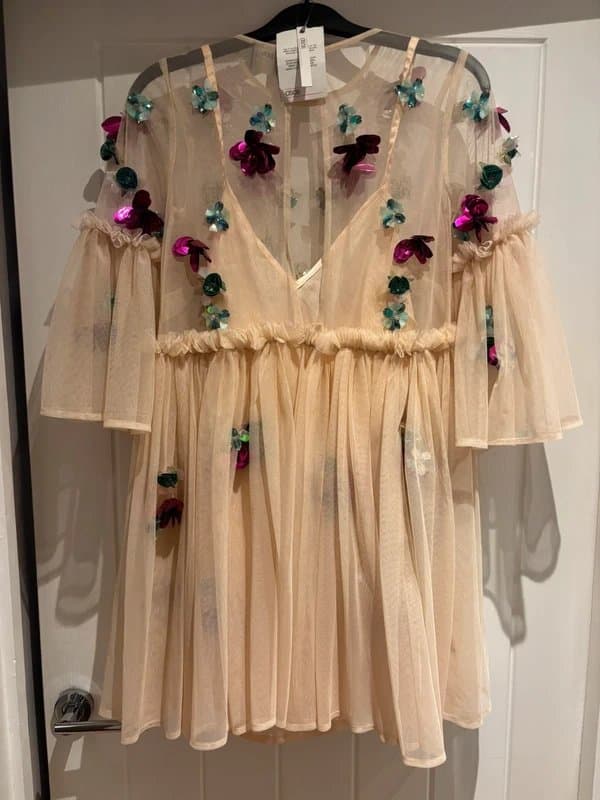 ASOS Asos embellished mesh dress and slip