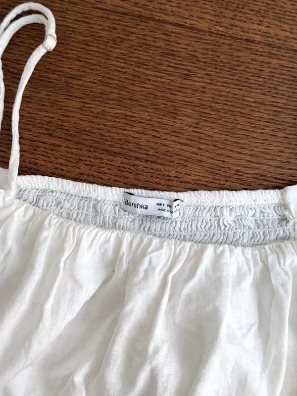 Bershka White Linen Blend Puff Sleeve Milkmaid Corset Crop Top