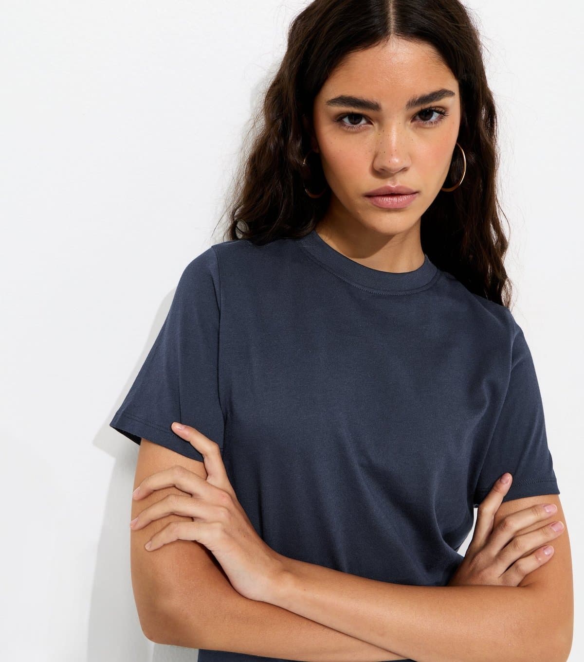 New Look Women's Navy Cotton Crew Neck T-Shirt New Look