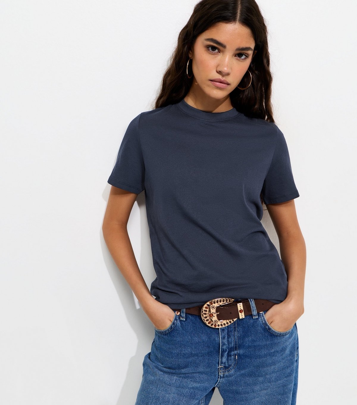 New Look Women's Navy Cotton Crew Neck T-Shirt New Look - 2