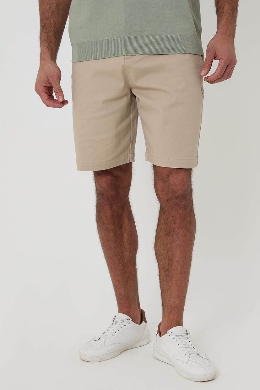 Threadbare Threadbare Men's Cotton 3 Pocket Stretch Chino Shorts in Stone - 1