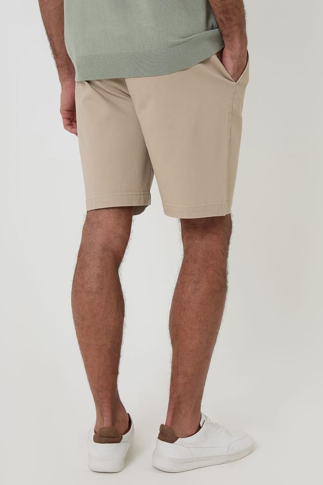 Threadbare Threadbare Men's Cotton 3 Pocket Stretch Chino Shorts in Stone - 2
