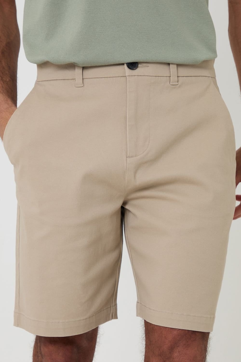 Threadbare Threadbare Men's Cotton 3 Pocket Stretch Chino Shorts in Stone - 4