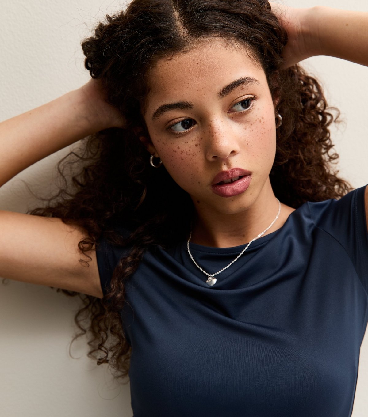 New Look Girls' Navy Slash Neck Slinky T-Shirt New Look - 3