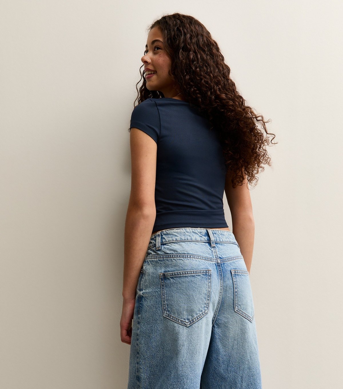 New Look Girls' Navy Slash Neck Slinky T-Shirt New Look - 4