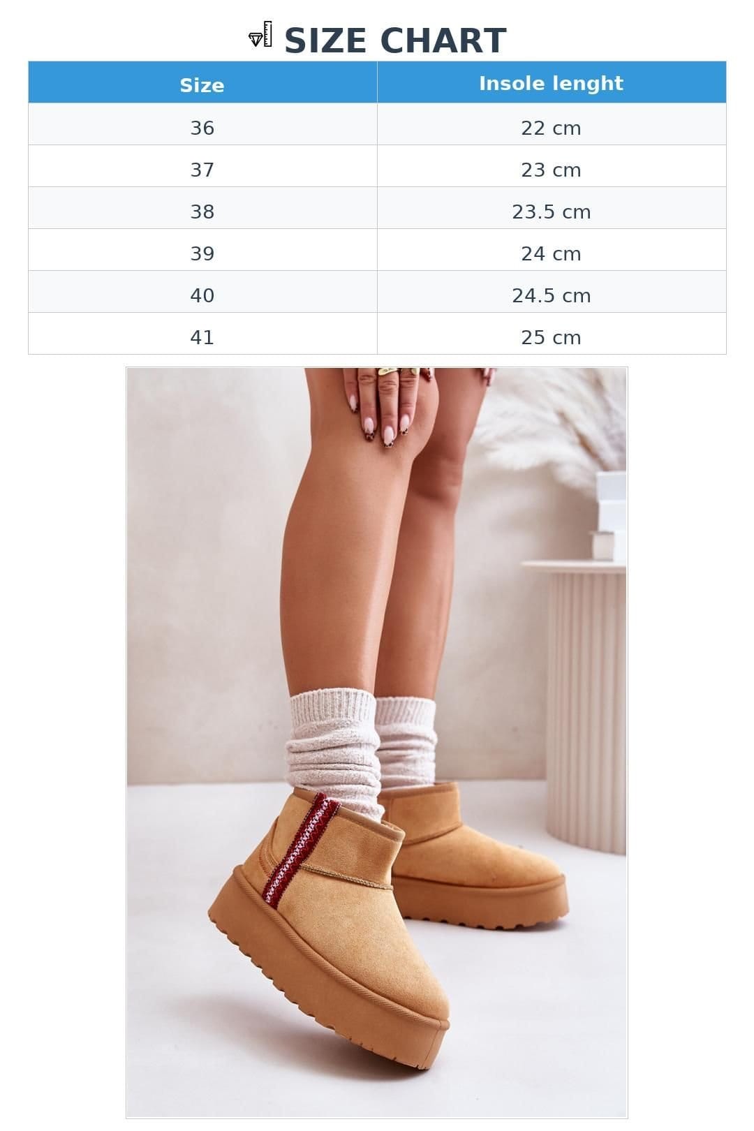 Love Lace Love Lace Women's Ankle High Snow Boots Suede Faux Fur Platform Pattern Upper in Camel - 4