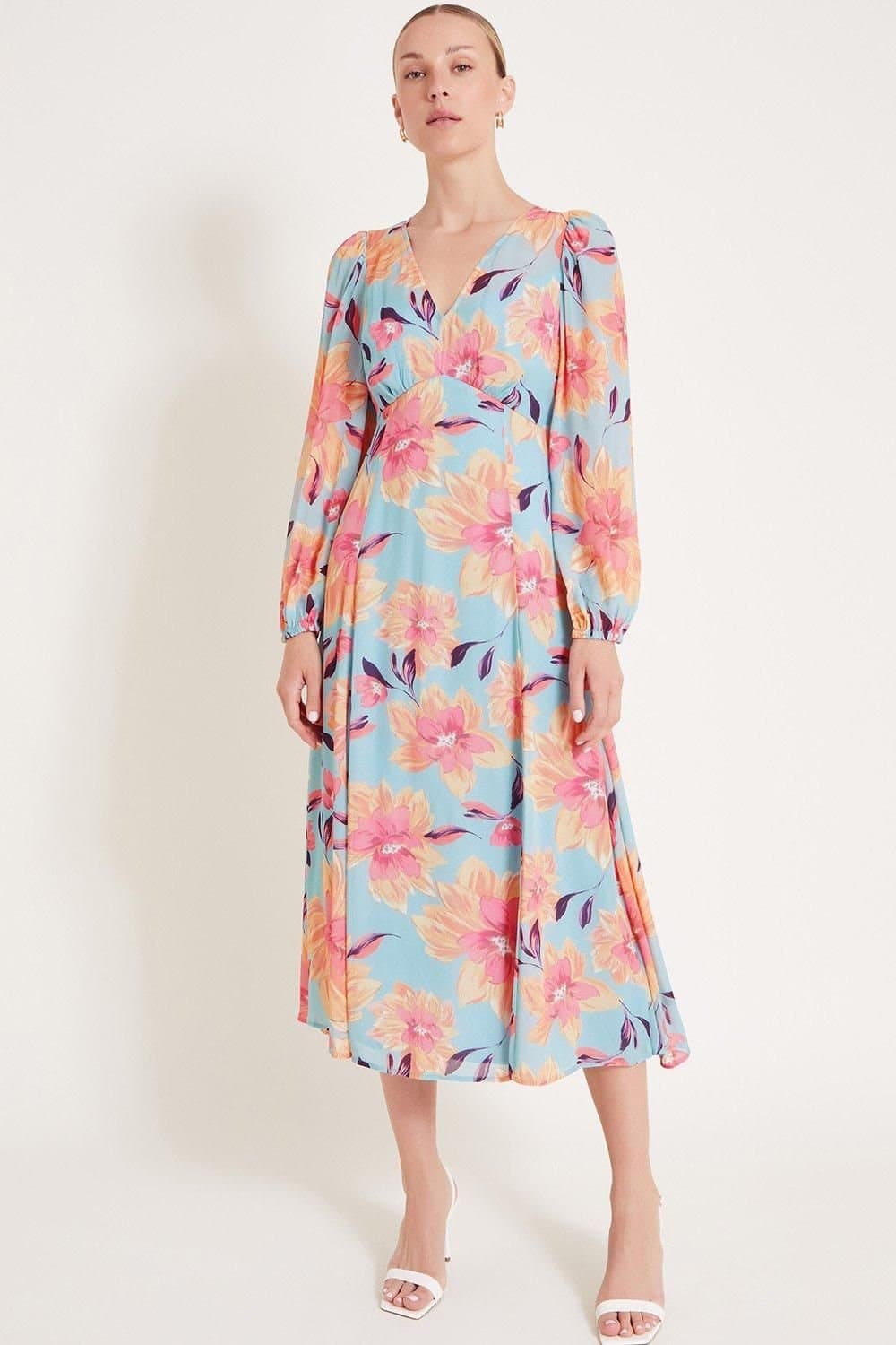 Monsoon Monsoon Women's Lilith Floral Print Dress Blue