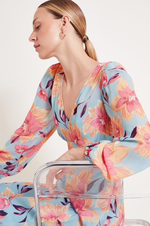 Monsoon Monsoon Women's Lilith Floral Print Dress Blue - 2