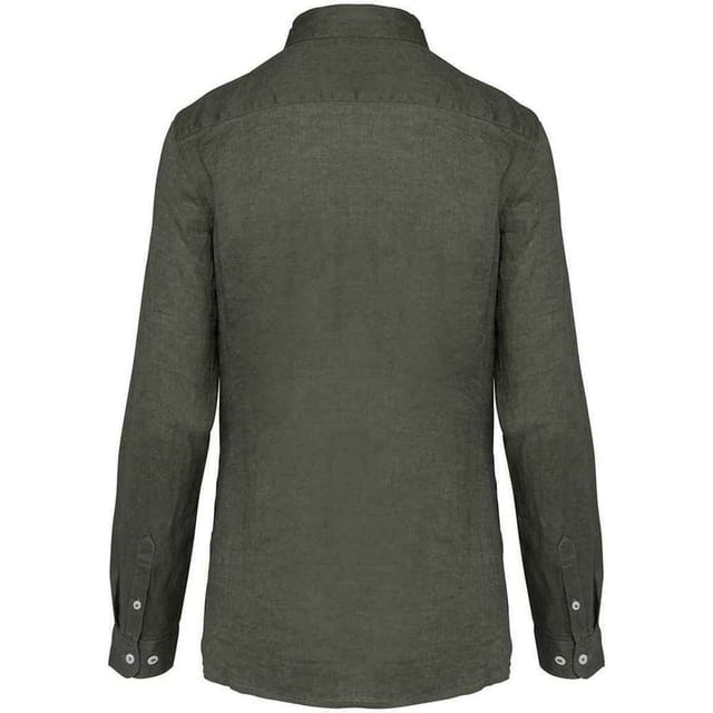 Spasso Spasso Women's Linen Long-Sleeved Shirt in Khaki - 2