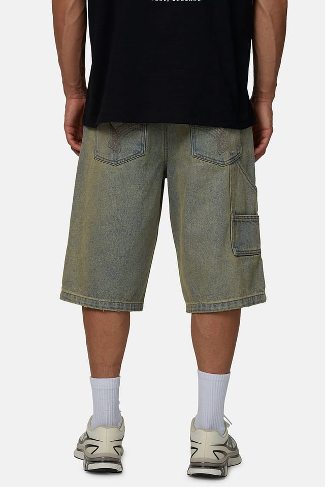 Good For Nothing Good For Nothing Men's Baggy Washed Denim Carpenter Shorts in Blue - 2