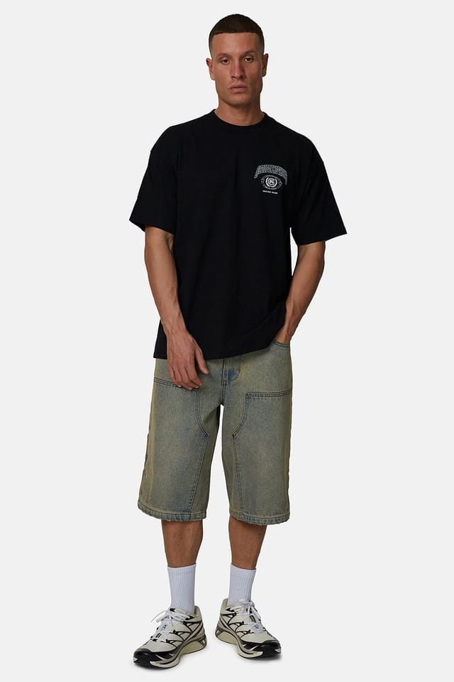 Good For Nothing Good For Nothing Men's Baggy Washed Denim Carpenter Shorts in Blue - 3
