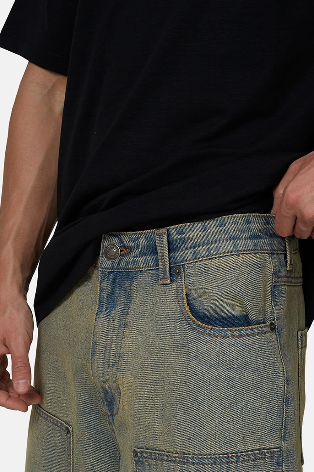 Good For Nothing Good For Nothing Men's Baggy Washed Denim Carpenter Shorts in Blue - 4