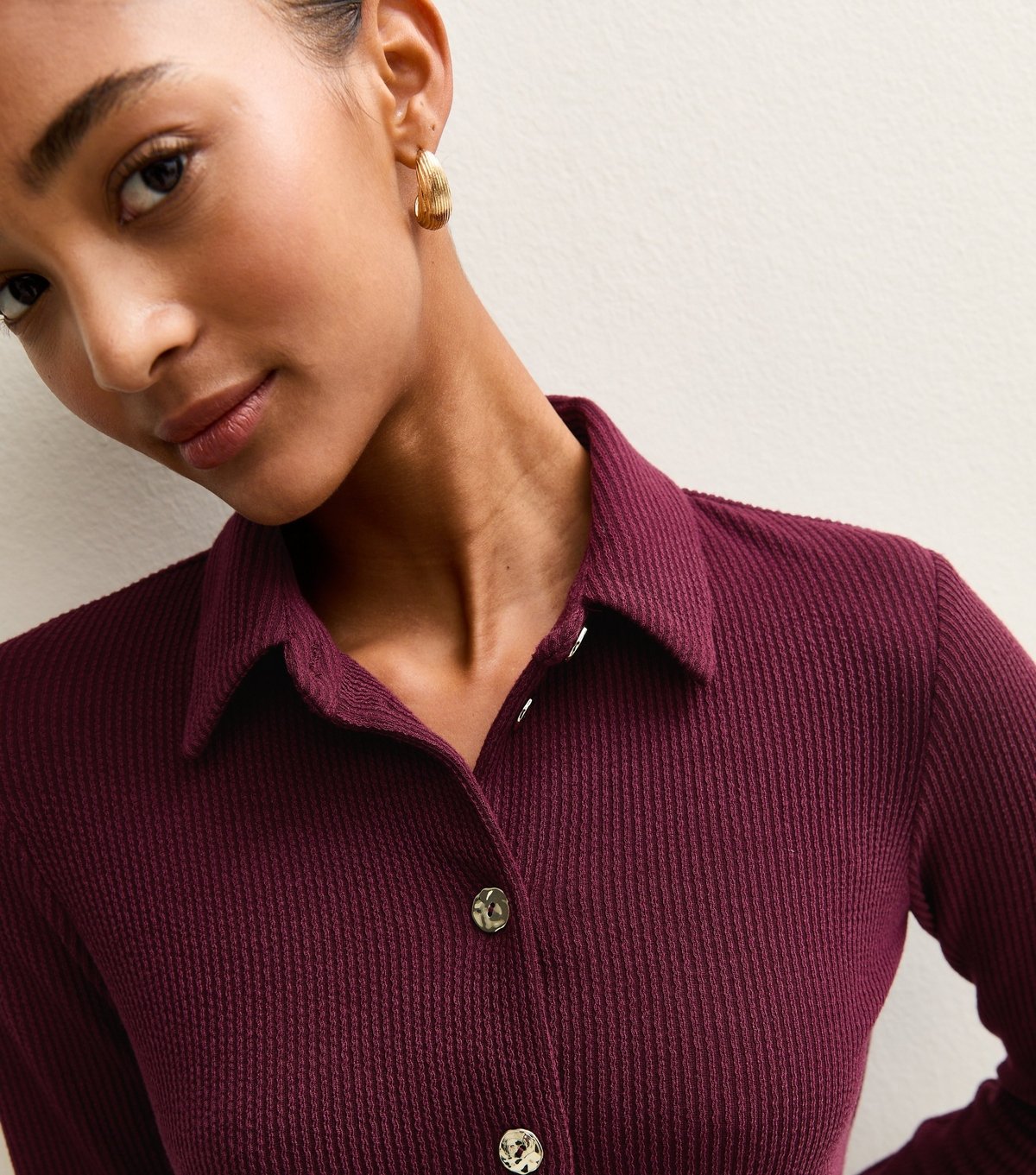 New Look Women's Dark Burgundy Crinkled Midi Shirt Dress New Look - 2