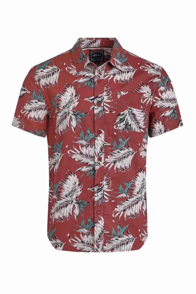 Weird Fish Weird Fish Men's Faraway Cotton Printed Shirt in Orange - 2