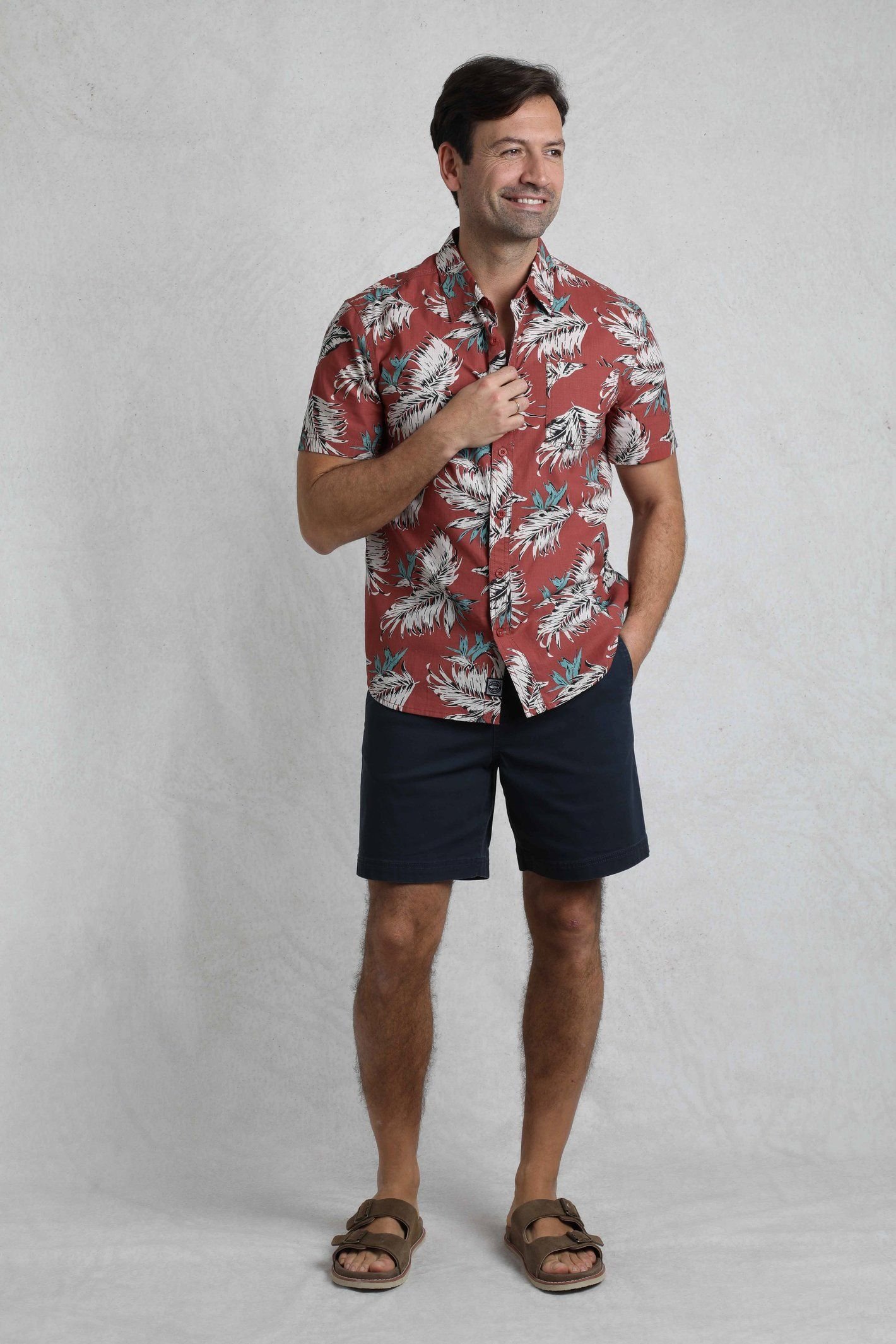 Weird Fish Weird Fish Men's Faraway Cotton Printed Shirt in Orange - 4