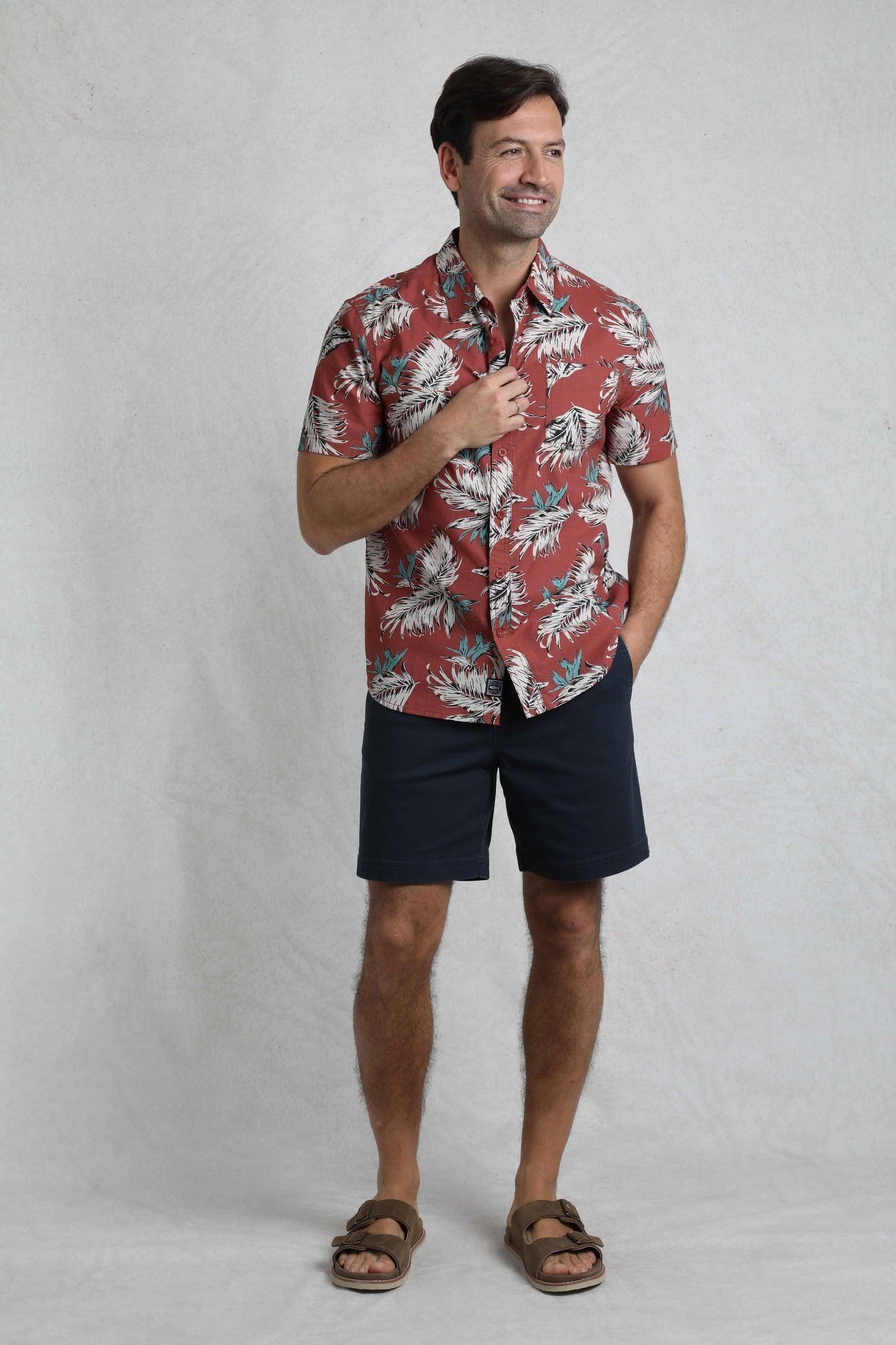 Weird Fish Weird Fish Men's Faraway Cotton Printed Shirt in Orange - 4