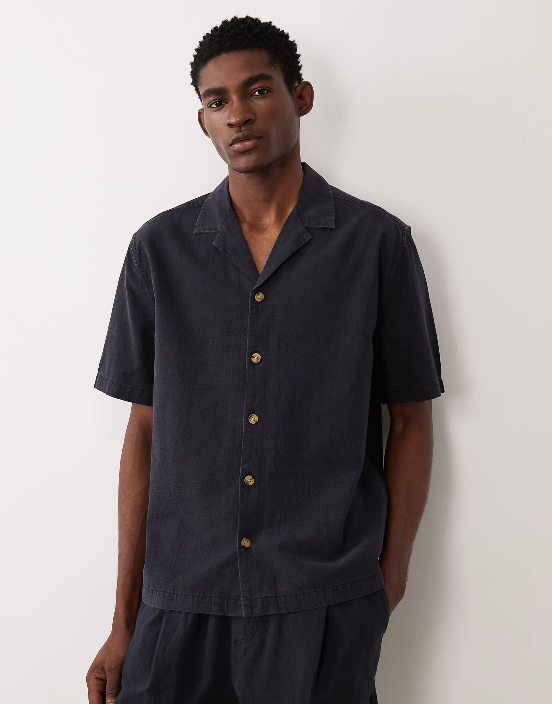 ASOS Black Textured Revere Shirt