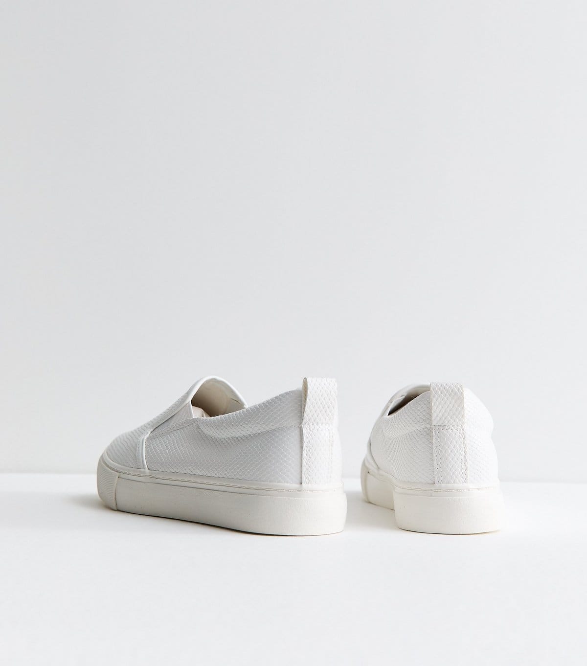 New Look Women's White Faux Leather Slip On Trainers Vegan New Look - 4