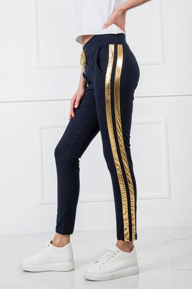 Love Lace Love Lace Women's Elastic Waist Sweatpants With Contrast Stripe in Navy - 3