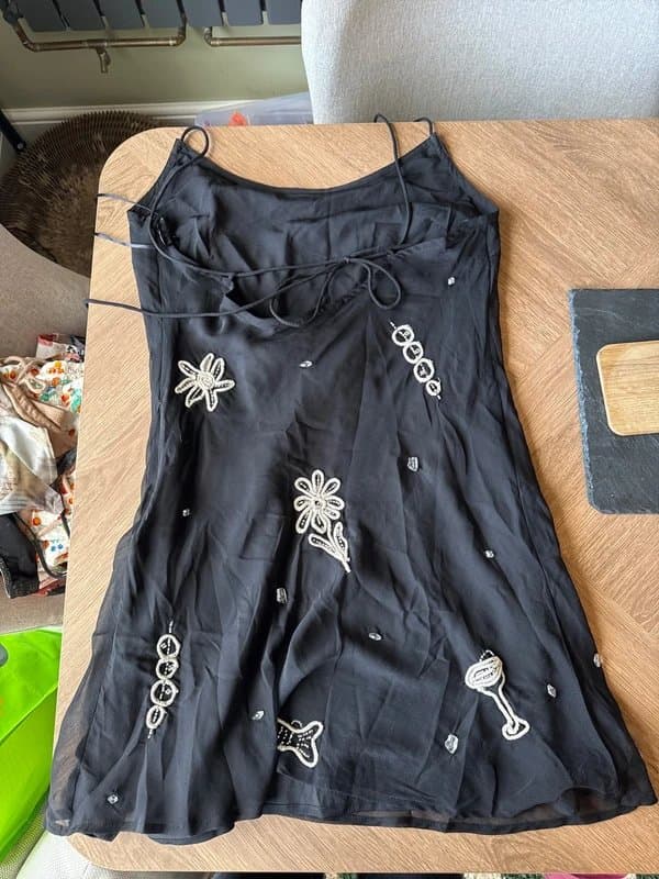 Topshop Topshop Black Embroidered Mini Dress