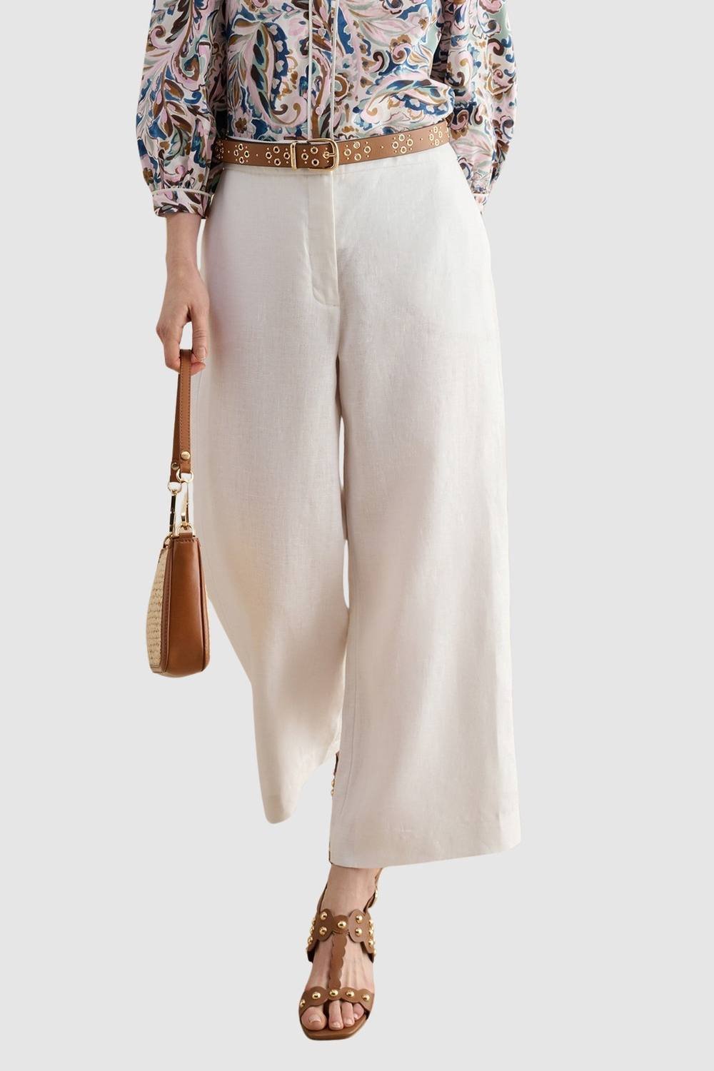 Hobbs London Hobbs London Women's Lillie High Waisted Culotte Trousers in Natural White - 3