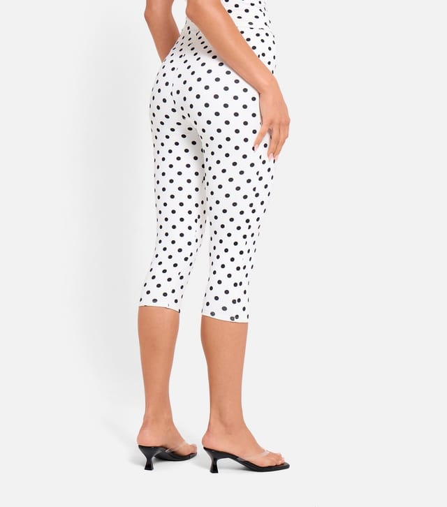 Public Desire Women's White Polka Dot Slinky Capri Leggings Public Desire New Look - 3